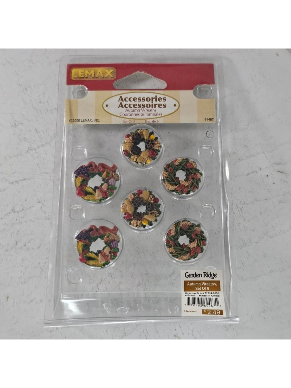 Lemax Autumn Wreaths Accessories Set Of 6 Miniature Decor Garden Ridge 64467 New